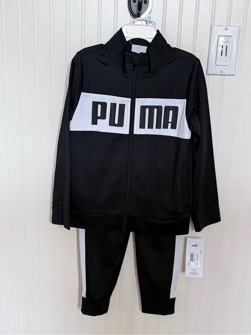 Puma Kids' Two-Piece Tracksuit - Black and White